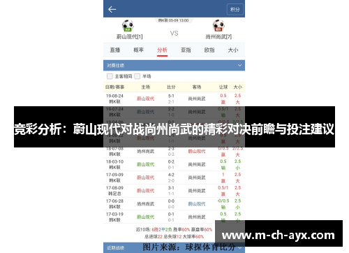 竞彩分析：蔚山现代对战尚州尚武的精彩对决前瞻与投注建议